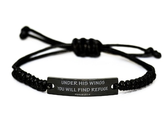 WESTERN HAMMERED BIBLE VERSE WINGS PSALM 91:4 LEATHER CUFF PRAYER BRACELET WESTERN HAMMERED BIBLE VERSE WINGS PSALM 91:4 LEATHER CUFF PRAYER BRACELET