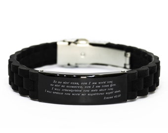 Bible Verse Black Glidelock Clasp Bracelet Isaiah 41:10 So Do Not Fear, For I Am With You; Inspirational Bracelet,christian Inspired