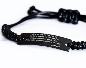Bible Verse Black Rope Bracelet Isaiah 41:10 So Do Not Fear, For I Am With You; Inspirational Bracelet,christian Inspired Quote,scripture