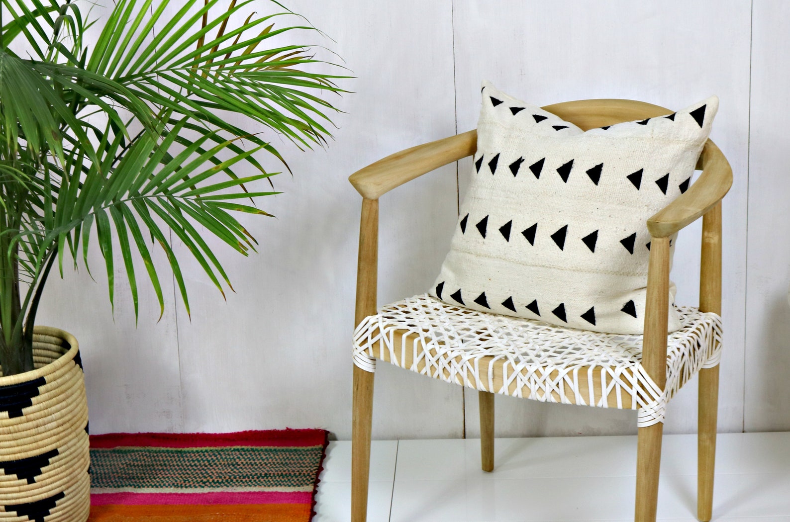 White Mudcloth Pillow Cover with Black Triangles / African Etsy