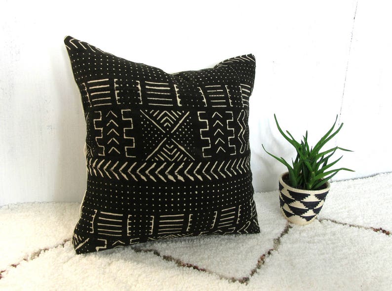 Black and White Mudcloth Pillow Cover / African Mud Cloth Etsy