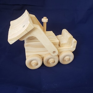 Toy Bull Dozer with six wheels, rustic solid wood, built to last for kids of all ages