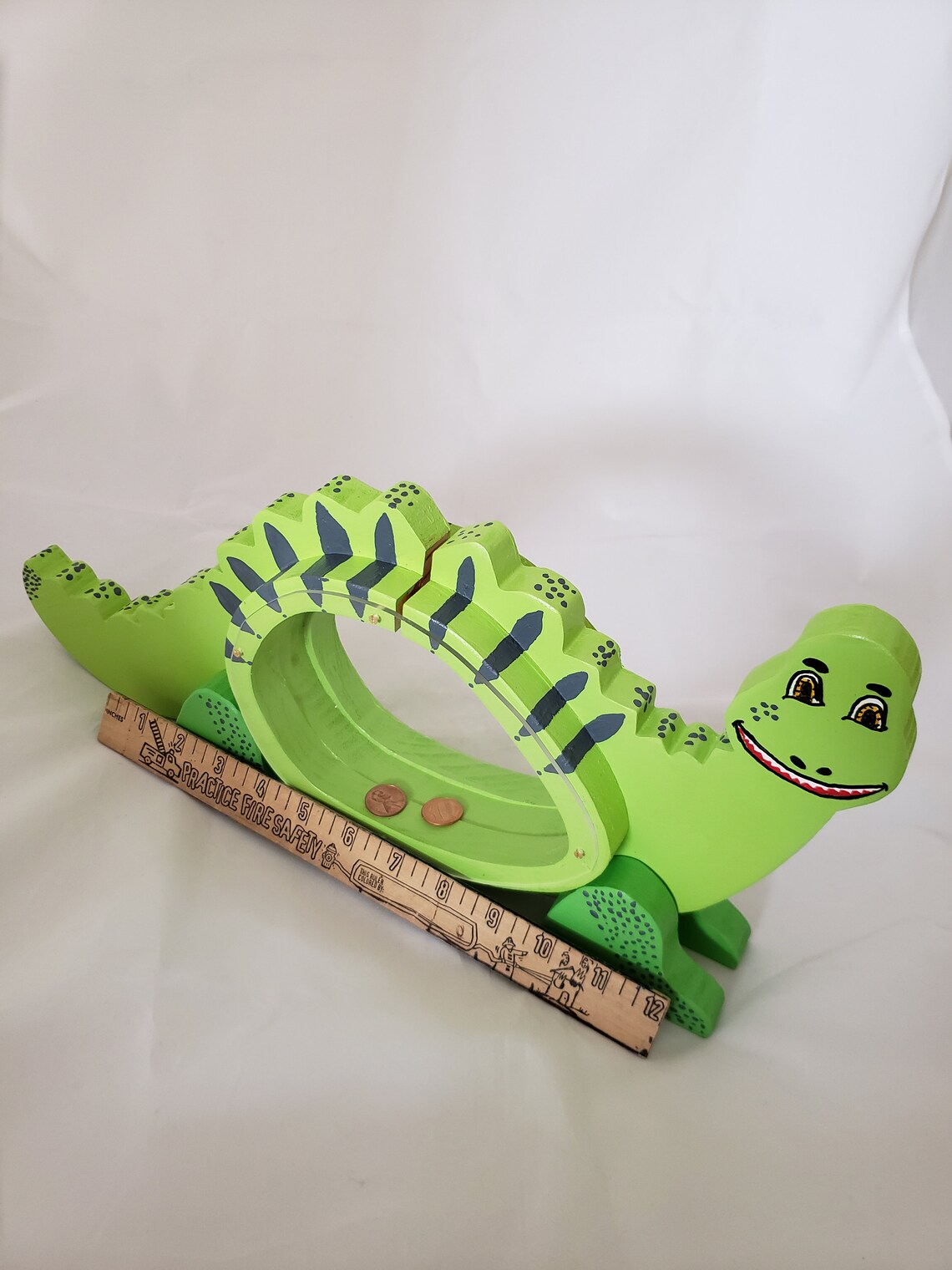 Dinosaur Piggy Bank Made From Solid Pine Wood and Painted Etsy