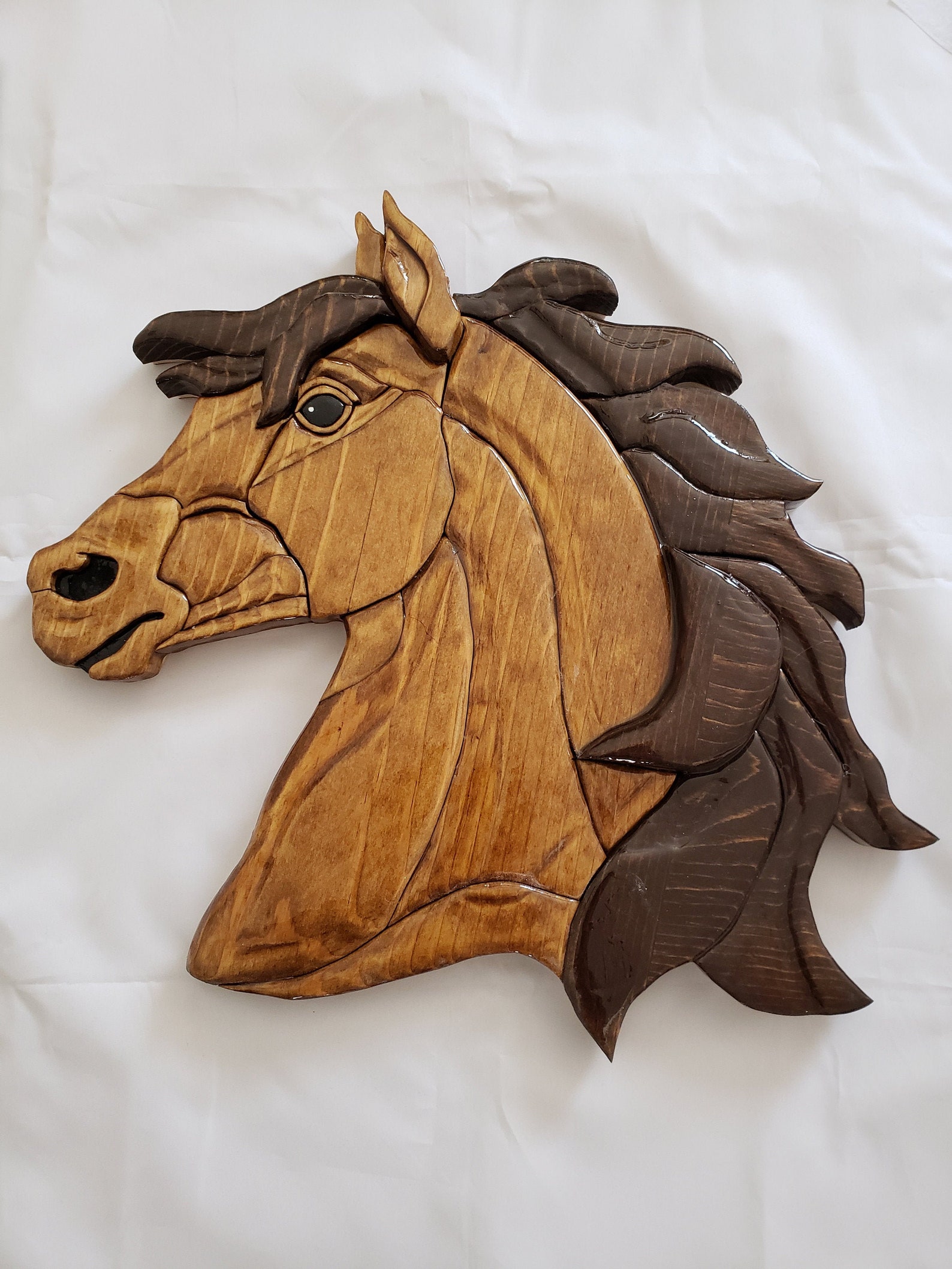 3D Handmade Solid Wood Horse Head Wall Hanging. Shades of Etsy