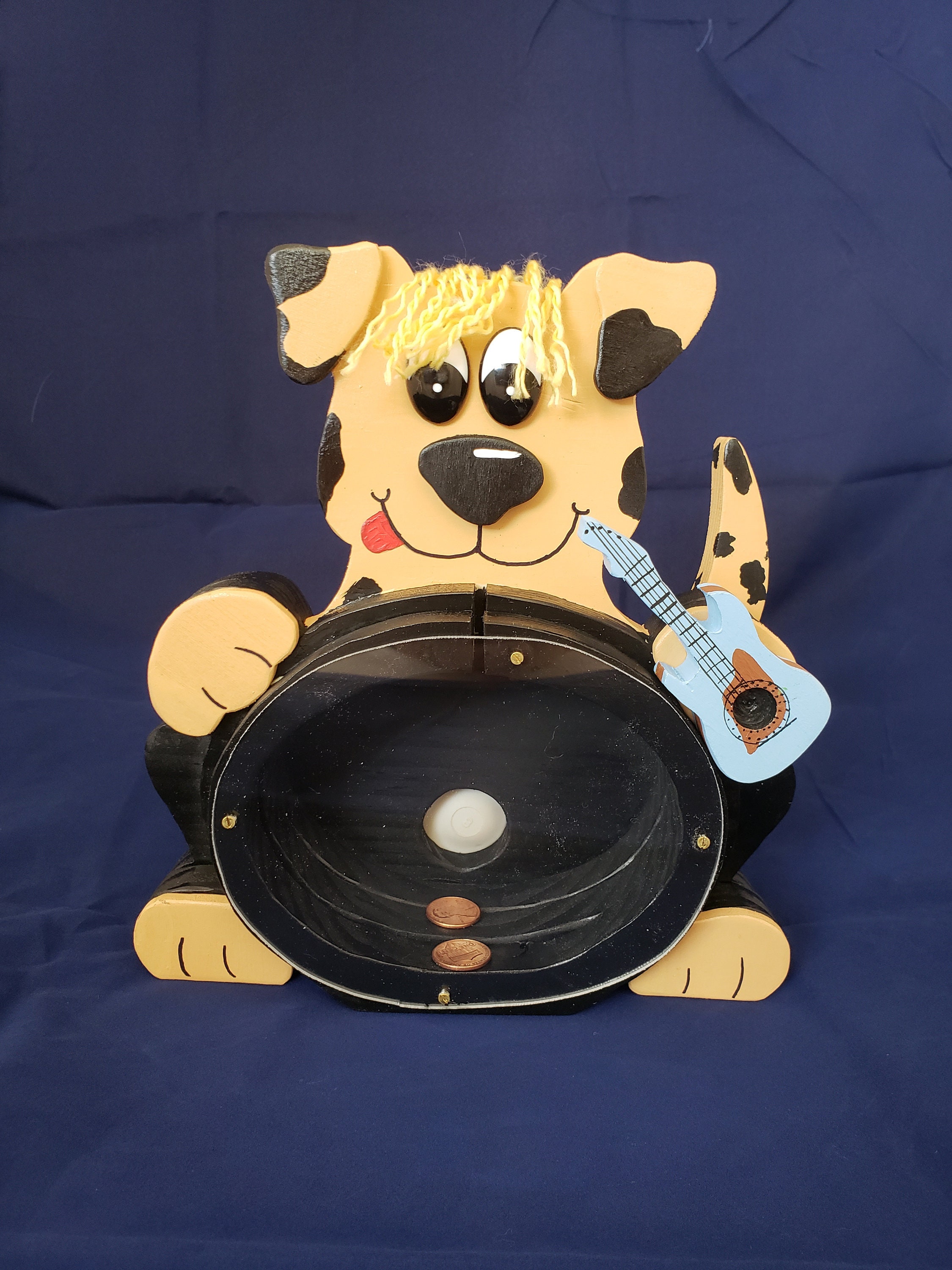 Dog Bank Rocking With Long Blonde Hair And Guitar Made From Etsy