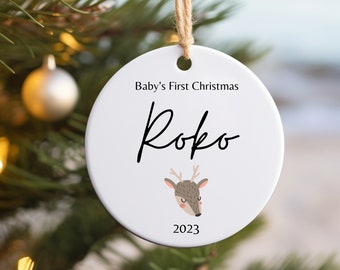 Babys first Christmas ornament, baby’s first Christmas gift, baby boy ornament, baby girl first Christmas ornament, deer ornament