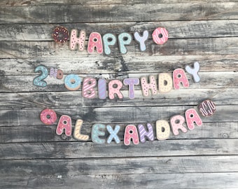 Ghirlanda Di Compleanno A Forma Di Ciambella - Striscione 'Happy Birthday' In Carta Multicolore Per Decorazioni Feste Bambini