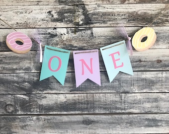 Donut high chair banner, donut party, donut banner, first birthday party decor