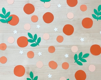 Little Cutie Baby Shower Confetti: Orange, Peach, Green - 100 Piece