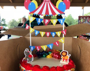 Carnival Cake Topper: Circus Tent Birthday Party Decor
