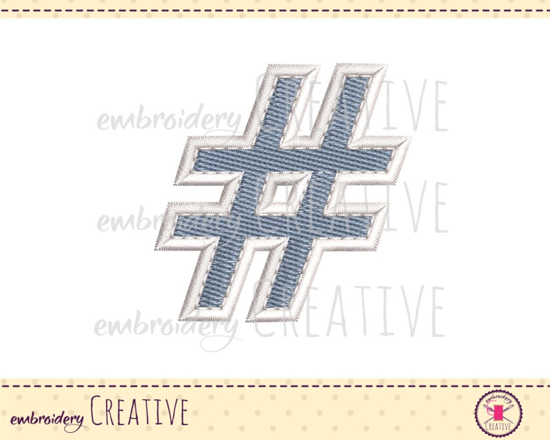 Hashtag Embroidery Design for Patch Etsy