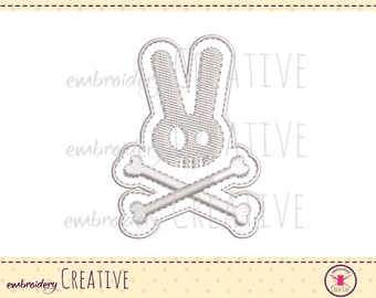 Scull bunny embroidery design for patch