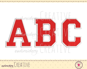 College style letter alphabet A-Z Embroidery design