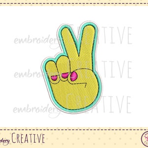 Peace hand embroidery design for patch