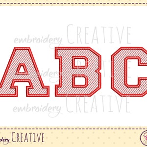 Two sizes College letters and numbers embroidery alphabet