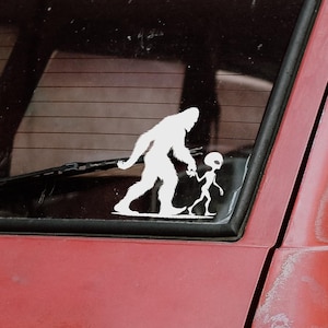 Bigfoot Alien Decal: Sasquatch UFO Sticker - yeti Car, Laptop, van