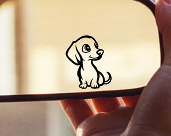 taxdekal, liten hundvalpdekal, backspegeldekal för bilruta, stötfångare