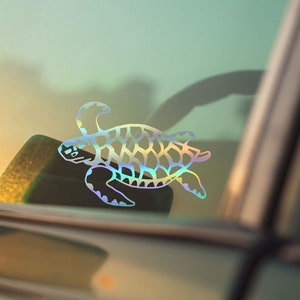 sea turtle decal, car sticker, removable vinyl decal for car, laptop, water bottle, bumper sticker, holographic