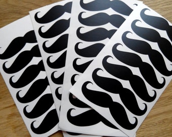 30pcs Mustache stickers, Moustache Vinyl Sticker, mustache cup stickers, mustache party, baby boy shower, black mustache envelope seals