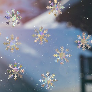 suncatcher stickers, Christmas ornaments snowflakes reusable window decals, rainbow maker, suncatcher for window, rainbow suncatcher sticker image 2