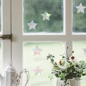 12 star shape suncatcher, stars window decal, rainbow maker, suncatcher for window, rainbow suncatcher sticker