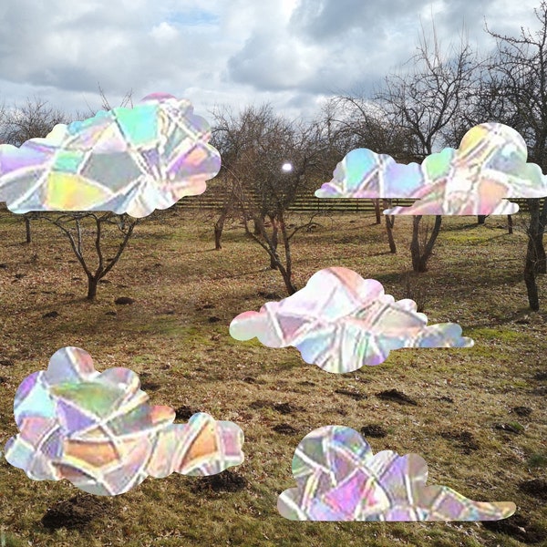 5 clouds suncatcher, cloud window decal, rainbow maker, suncatcher for window, rainbow suncatcher sticker