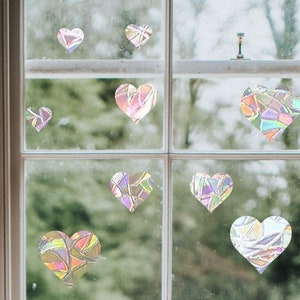heart shape suncatcher, hearts window decal, rainbow maker, suncatcher for window, rainbow suncatcher sticker