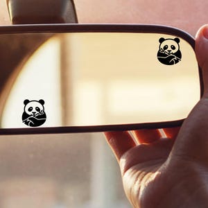 2 pegatinas de panda para espejo retrovisor, diseño de huevo de Pascua, pequeñas para parabrisas de coche, pequeñas ocultas.