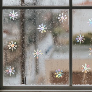 suncatcher stickers, Christmas ornaments snowflakes reusable window decals, rainbow maker, suncatcher for window, rainbow suncatcher sticker image 1