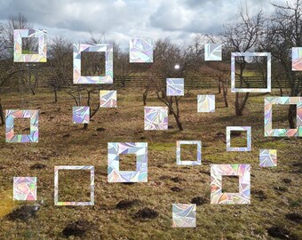 21 squares and frames suncatcher, geometrical window decal, rainbow maker, suncatcher for window, rainbow suncatcher sticker