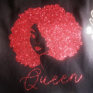 black queen iron on transfer, glitter diy afro lady shirt, black girl magic black women iron on patch, black pride patch htv