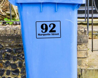 decalque de lixeira com rodas, adesivo de lixeira com rodas, número de lixeira com rodas, decalques de endereço, números de casa, adesivo de nome de rua, decalque personalizado de lata de lixo