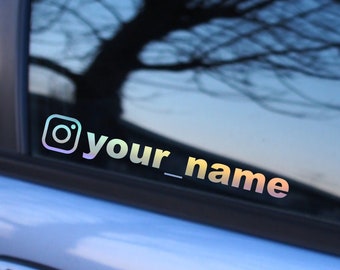 Instagram sticker sticker, auto sticker, verwijderbare vinyl sticker voor auto, laptop, waterfles, bumpersticker, holografisch, aangepaste naam