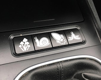 set di 4 adesivi per pulsanti vuoti, decalcomanie per pulsanti vuoti, adesivo rimovibile per pulsanti auto, adesivi per pulsanti cruscotto banana lumaca funghi razzo