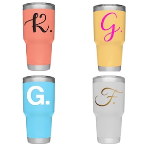 Single Letter Vinyl sticker for gym water bottle , sticker for tumbler, monogram sticker for yeti, personal yeti sticker