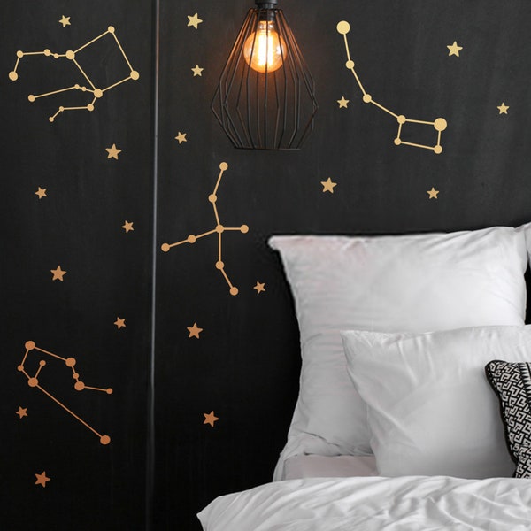 Zodiac Constellation Wall Stickers, Star Decals, Astronomy Wall Art, Night Sky Stars, Constellation Star Map, Zodiac Wall Decor, Night sky