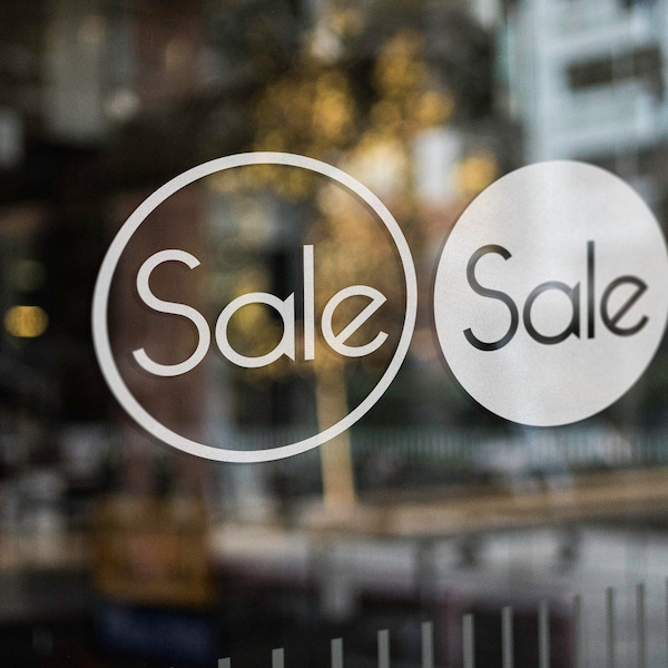 Sale window decal, sale sticker for boutique shop, elegant shop sign, discount sign, shop marketing tools.