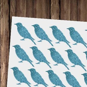 20 bluebird stickers, blue glitter envelope seals, engagement decor for envelopes, bird decals, envelope labels,  birthday decoration