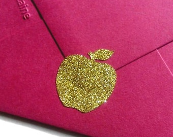 20 glitter apple stickers, apple planner stickers, apple envelope seal, glitter party stickers, glitter wall decals, letter seal, adhesive