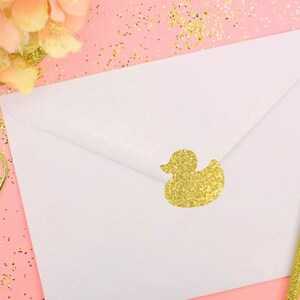baby shower invitation envelope seals, 20 glitter duck stickers, announcement seal, rubber duck envelope seal, glitter wall stickers