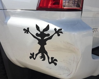 Car bumper sticker, coyote decal, funny bumper sticker, car dent sticker, car damage masking sticker, removable car decal, window sticker