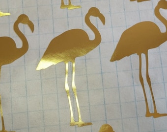 30 pegatinas de flamencos dorados, calcomanías de flamencos, calcomanía de flamencos para guardería, papel tapiz de flamencos, calcomanías de pared removibles, calcomanías para guardería, tropical