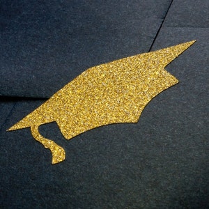 20 sellos para sobres de graduación, calcomanías para gorras con brillantina dorada, calcomanías con brillantina, decoración para vasos de fiesta de graduación, invitaciones, decoración de tarjetas de agradecimiento