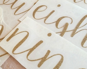 DIY Glitter Iron On Numbers - custom Heat Transfer Decal, baby months htv