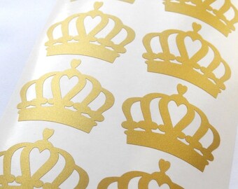 10pcs Gold Crown stickers, Vinyl Stickers, princess party crown cup decals, baby girl shower, gold crown Vinyl Decal, kids party stickers