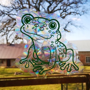 Frosch Suncatcher, niedlicher Frosch Fensteraufkleber, Fenstersticker Regenbogen Hersteller, Sonnenfänger für Fenster, Regenbogen Suncatcher Sticker, Prizms Fenster Klammer