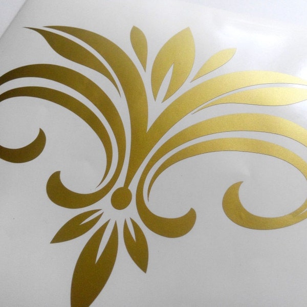10 Damask decals, damask sticker, removable art deco wallpaper decal, decorative wall pattern sticker, gold metallic decal flourish ornament