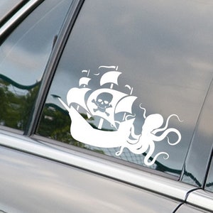 海賊船クラーケンのデカール、クラーケンの車のステッカー、海賊船のバンパーのデカール、タコのラップトップのデカール