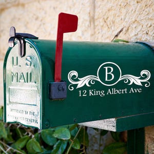 Fancy mailbox decal, set of 2 decal for your mailbox. Personalized address name and number, custom address label, custom address sticker
