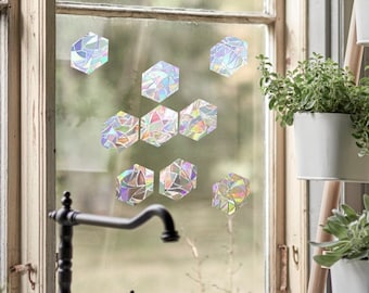 9 hexágonos suncatcher, calcomanía de ventana de panal, rainbow maker, suncatcher para ventana, rainbow suncatcher sticker